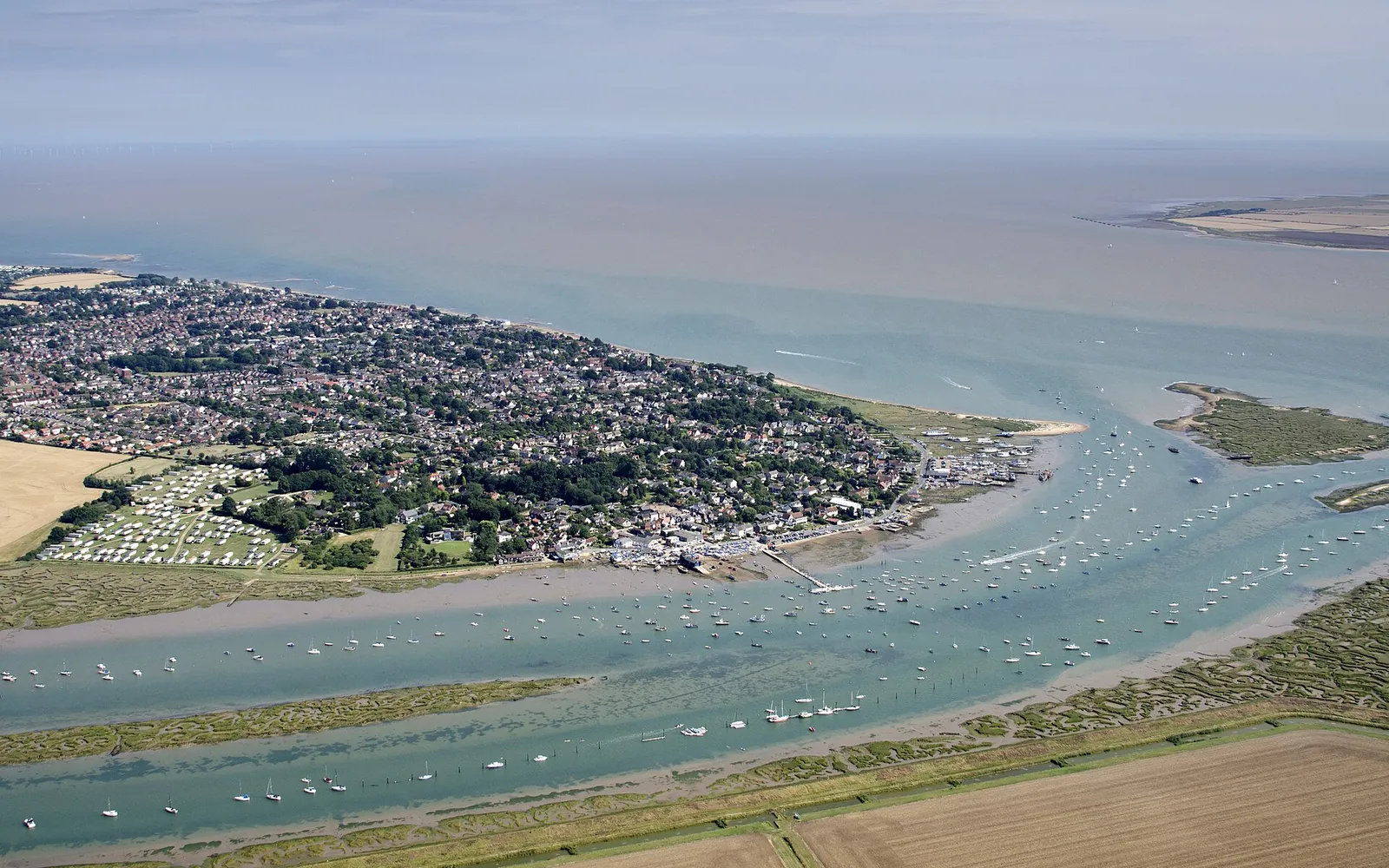 West Mersea and the Blackwater estuary from the air